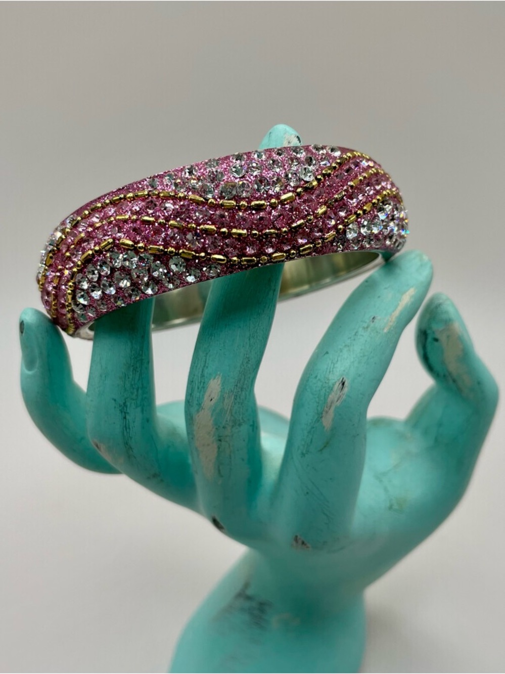 Pink Crystal Pavé Cuff Bracelet - Size 8
